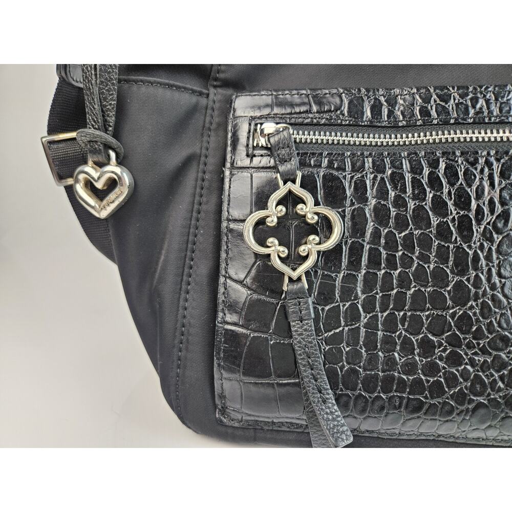 Vtg Brighton‎ Tony Black Nylon & Leather Crossbody Shoulder Front Organizer - Picture 5 of 9